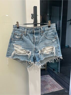 Levi's premium 501 distressed shorts